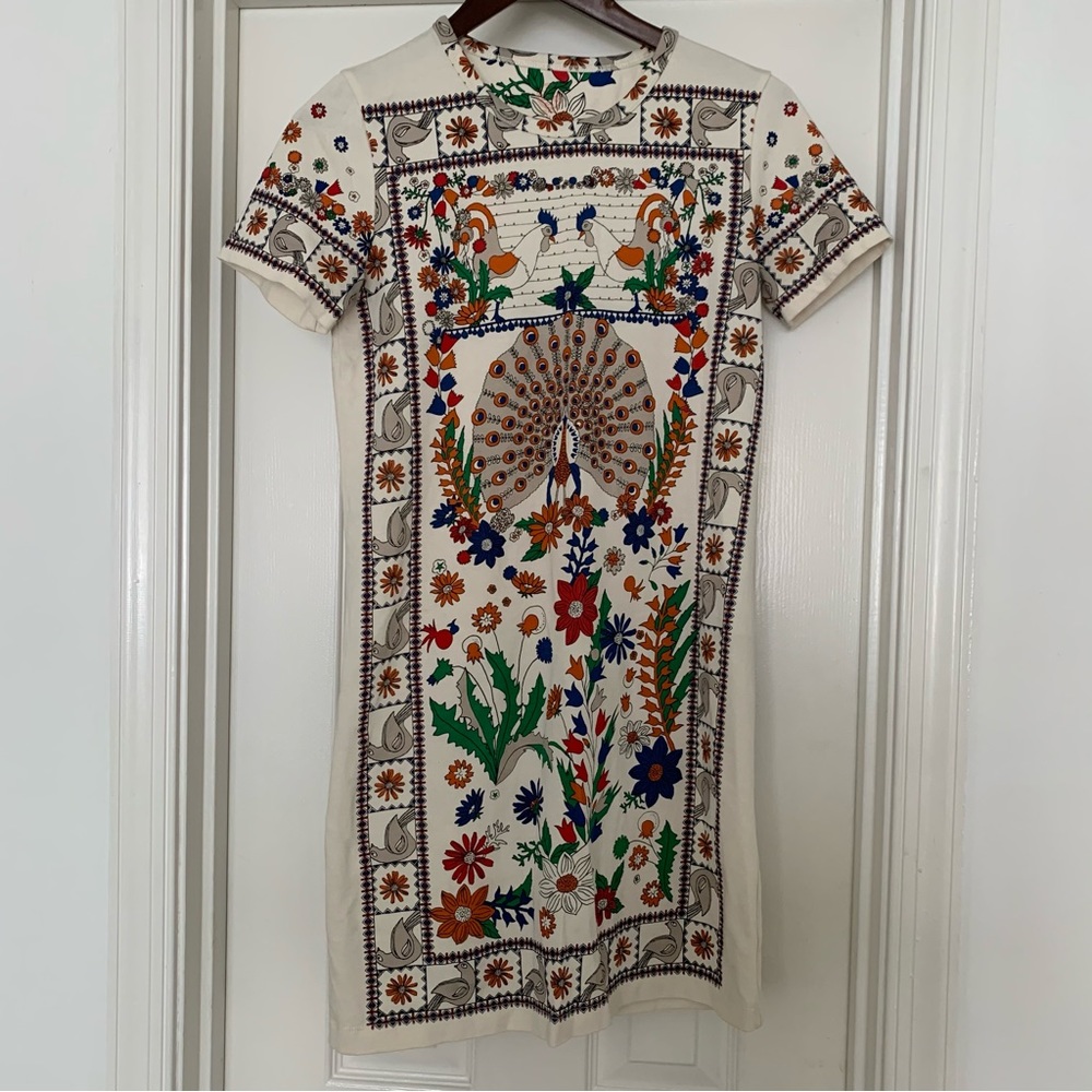 Tory Burch Ivory Peacock Meadow Dress